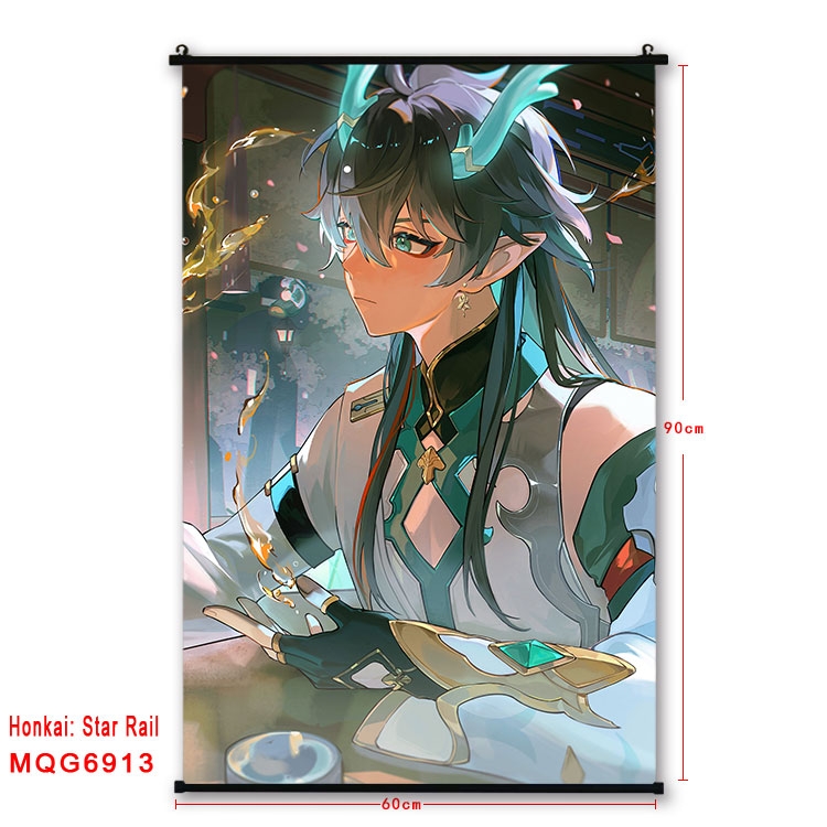 Honkai: Star Rail Anime black Plastic rod Cloth painting Wall Scroll 60X90CM MQG-6913