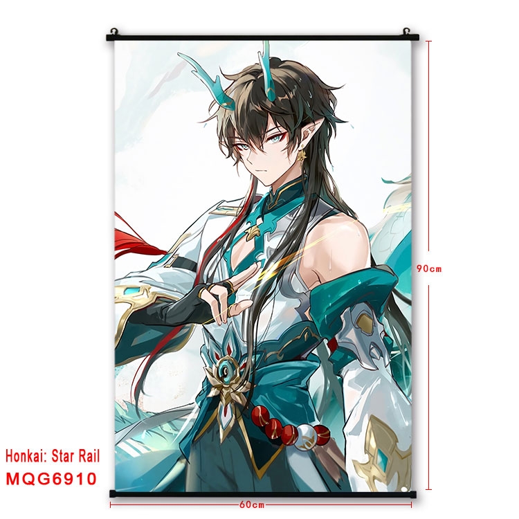 Honkai: Star Rail Anime black Plastic rod Cloth painting Wall Scroll 60X90CM  MQG-6910