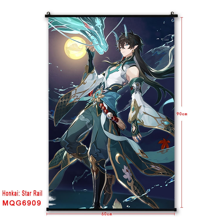 Honkai: Star Rail Anime black Plastic rod Cloth painting Wall Scroll 60X90CM MQG-6909