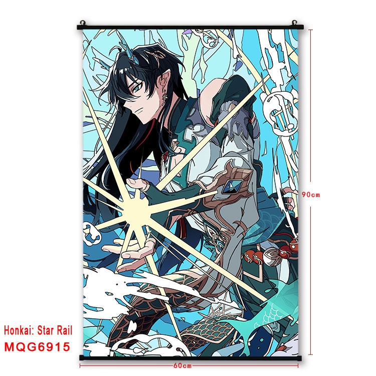 Honkai: Star Rail Anime black Plastic rod Cloth painting Wall Scroll 60X90CM MQG-6915