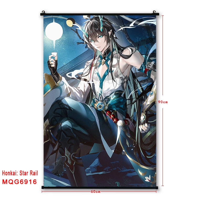 Honkai: Star Rail Anime black Plastic rod Cloth painting Wall Scroll 60X90CM  MQG-6916