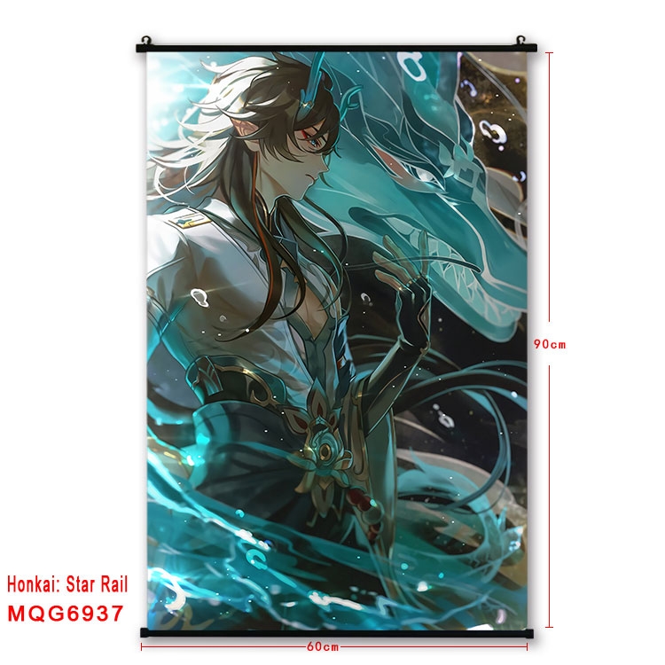 Honkai: Star Rail Anime black Plastic rod Cloth painting Wall Scroll 60X90CM MQG-6937