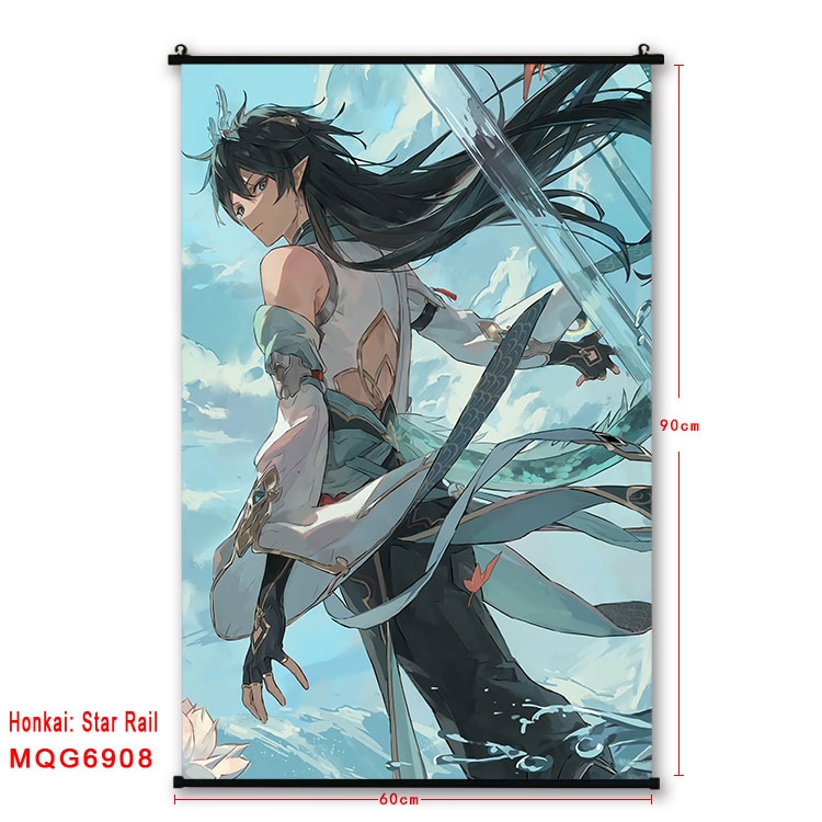 Honkai: Star Rail Anime black Plastic rod Cloth painting Wall Scroll 60X90CM MQG-6908