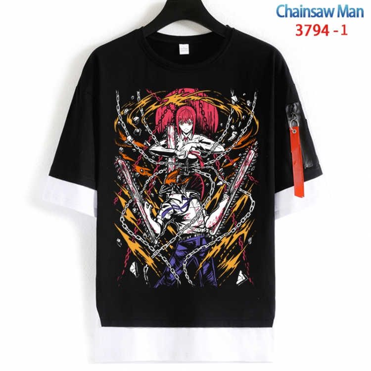 Chainsaw man Cotton Crew Neck Fake Two-Piece Short Sleeve T-Shirt from S to 4XL  HM-3794