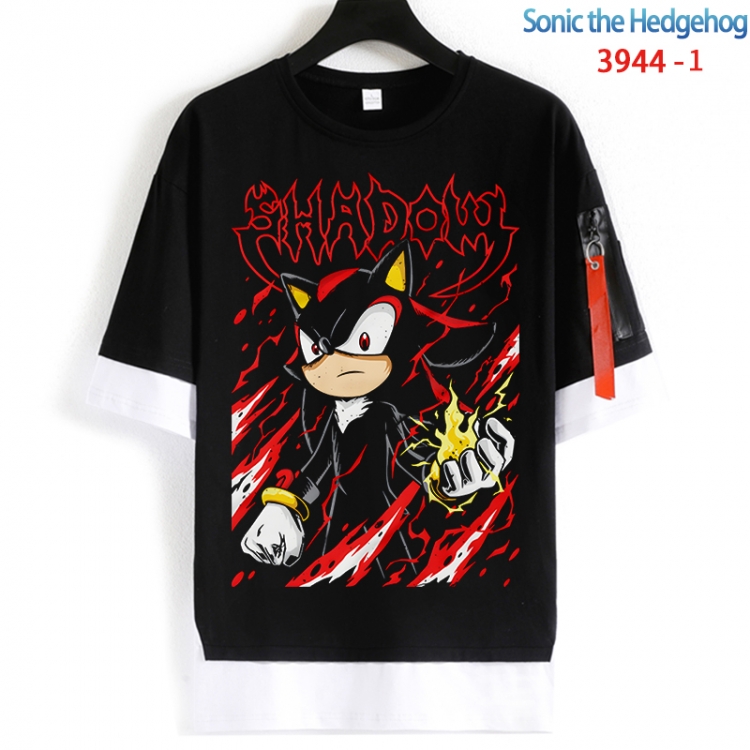 Sonic The Hedgehog Cotton Crew Neck Fake Two-Piece Short Sleeve T-Shirt from S to 4XL  HM-3944
