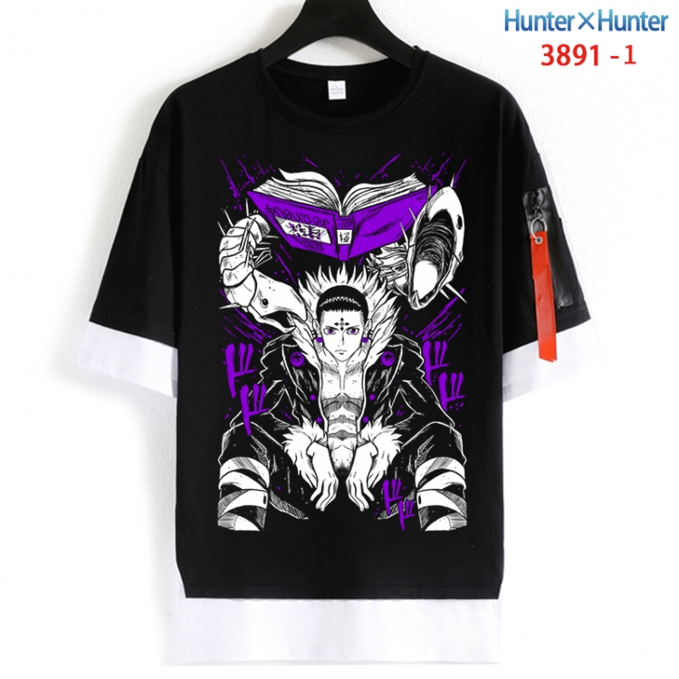HunterXHunter Cotton Crew Neck Fake Two-Piece Short Sleeve T-Shirt from S to 4XL HM-3891