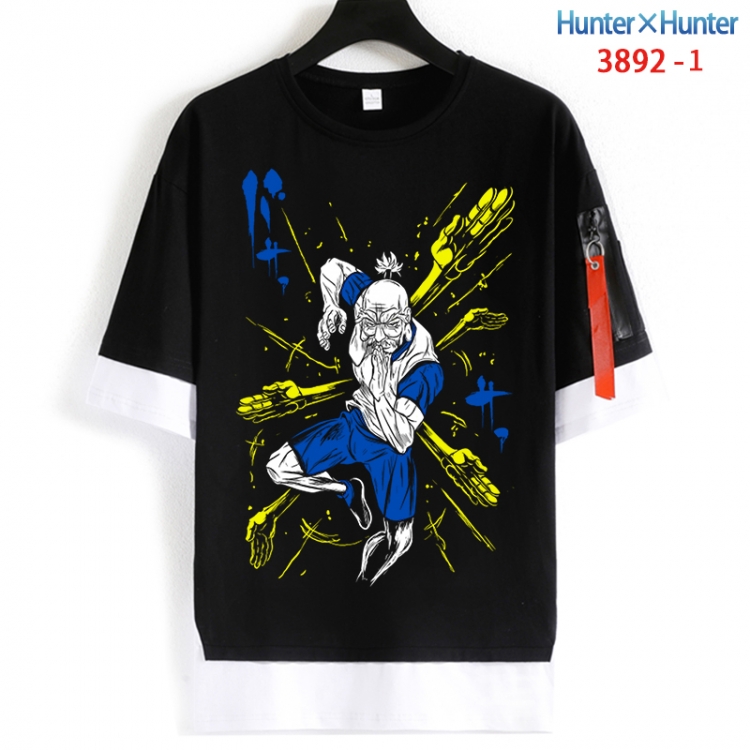 HunterXHunter Cotton Crew Neck Fake Two-Piece Short Sleeve T-Shirt from S to 4XL  HM-3892