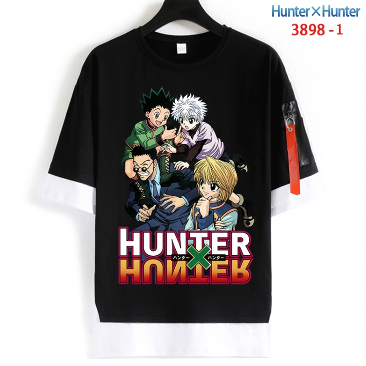 HunterXHunter Cotton Crew Neck Fake Two-Piece Short Sleeve T-Shirt from S to 4XL  HM-3898