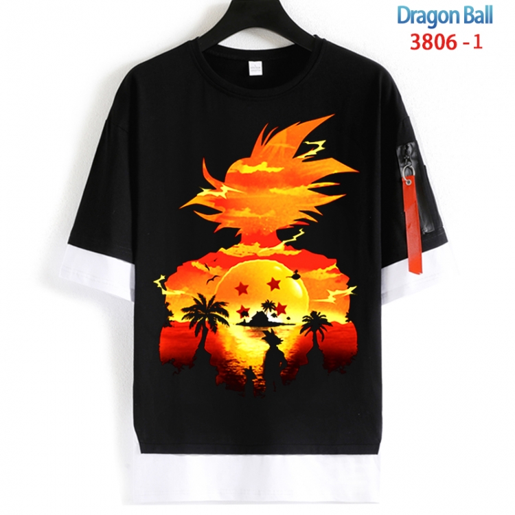 DRAGON BALL Cotton Crew Neck Fake Two-Piece Short Sleeve T-Shirt from S to 4XL HM-3806