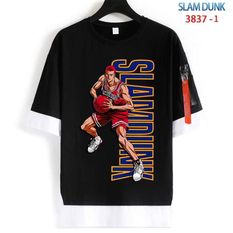 Slam Dunk Cotton Crew Neck Fake Two-Piece Short Sleeve T-Shirt from S to 4XL  HM-3937
