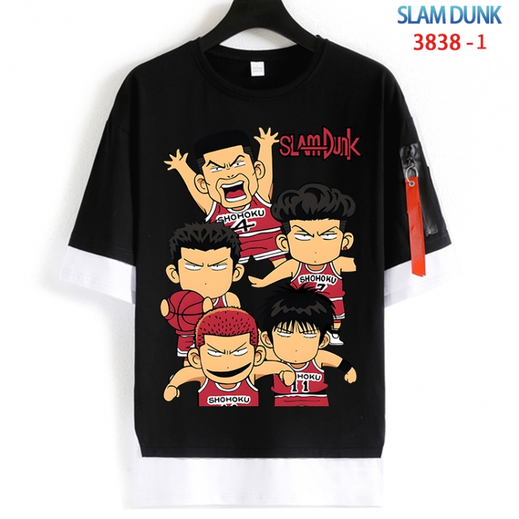 Slam Dunk Cotton Crew Neck Fake Two-Piece Short Sleeve T-Shirt from S to 4XL HM-3938
