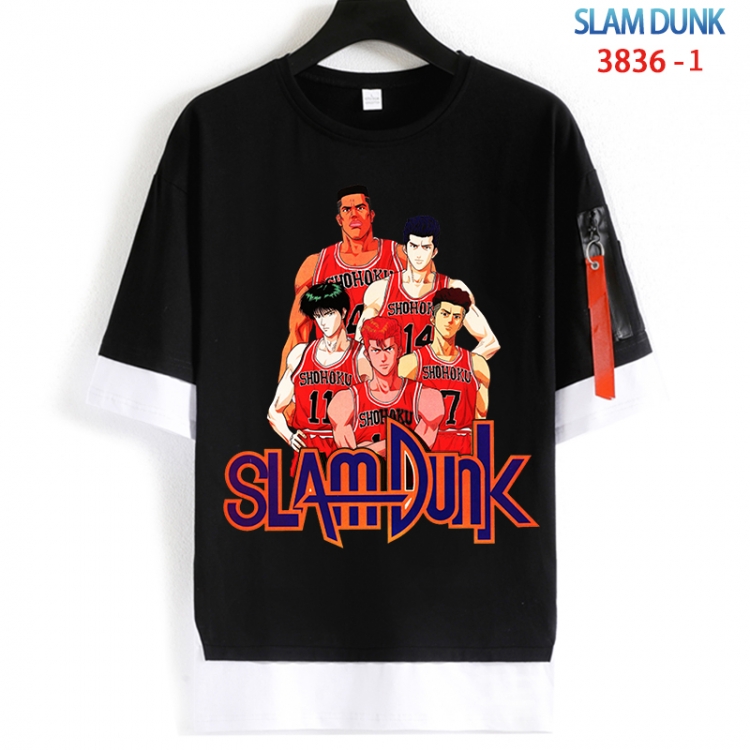 Slam Dunk Cotton Crew Neck Fake Two-Piece Short Sleeve T-Shirt from S to 4XL  HM-3936