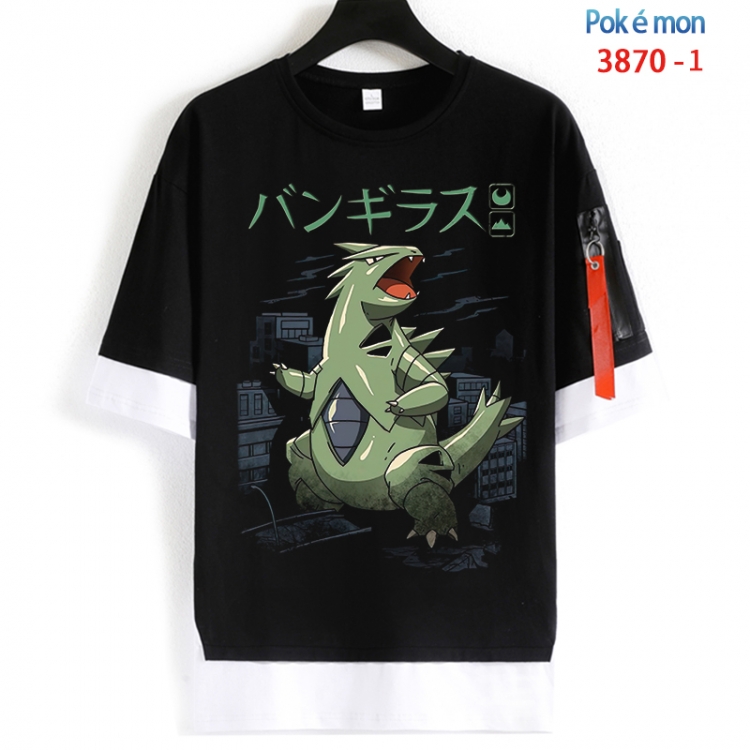 Pokemon Cotton Crew Neck Fake Two-Piece Short Sleeve T-Shirt from S to 4XL  HM-3870