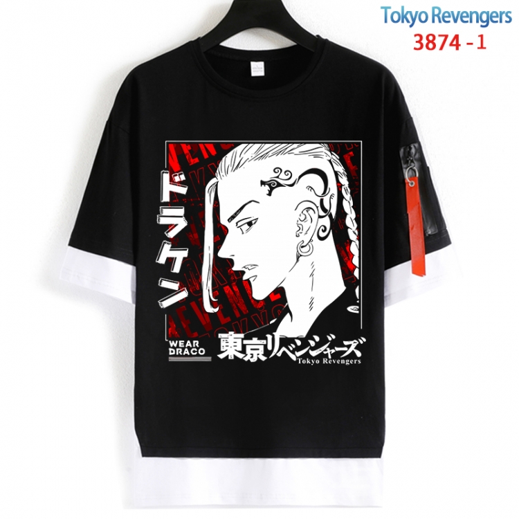 Tokyo Revengers Cotton Crew Neck Fake Two-Piece Short Sleeve T-Shirt from S to 4XL  HM-3874