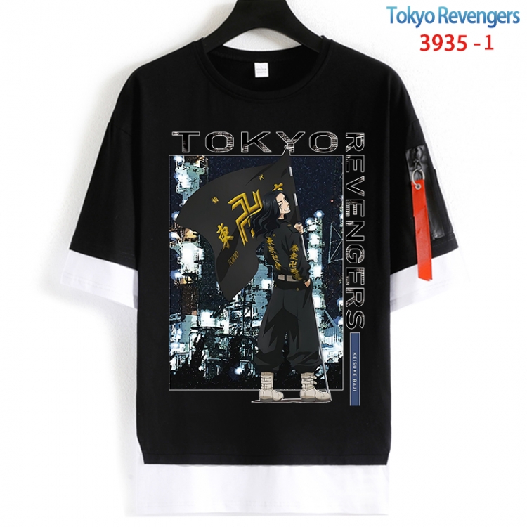 Tokyo Revengers Cotton Crew Neck Fake Two-Piece Short Sleeve T-Shirt from S to 4XL HM-3935