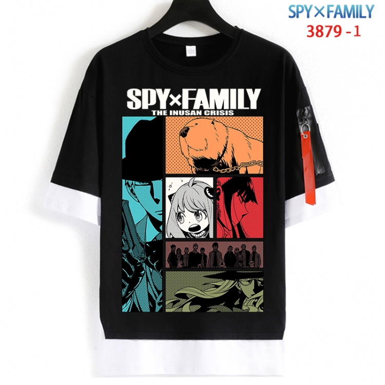 SPY×FAMILY Cotton Crew Neck Fake Two-Piece Short Sleeve T-Shirt from S to 4XL HM-3879