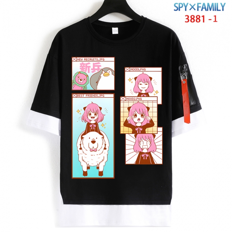 SPY×FAMILY Cotton Crew Neck Fake Two-Piece Short Sleeve T-Shirt from S to 4XL HM-3881