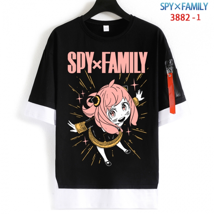 SPY×FAMILY Cotton Crew Neck Fake Two-Piece Short Sleeve T-Shirt from S to 4XL  HM-3882