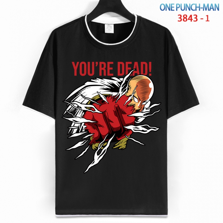 One Punch Man Cotton crew neck black and white trim short-sleeved T-shirt from S to 4XL HM-3843-1