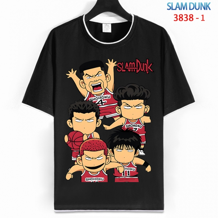 Slam Dunk Cotton crew neck black and white trim short-sleeved T-shirt from S to 4XL HM-3938-1