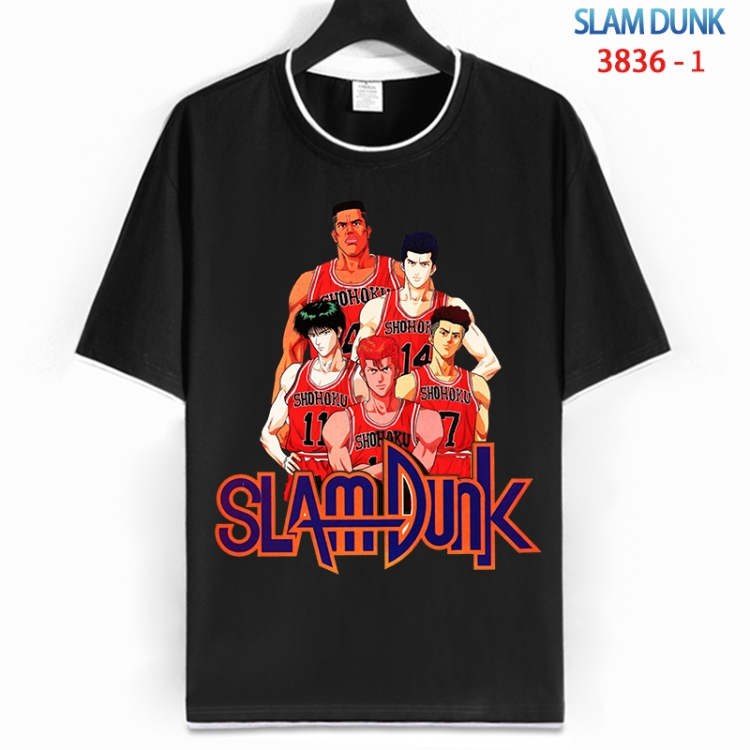 Slam Dunk Cotton crew neck black and white trim short-sleeved T-shirt from S to 4XL HM-3936-1