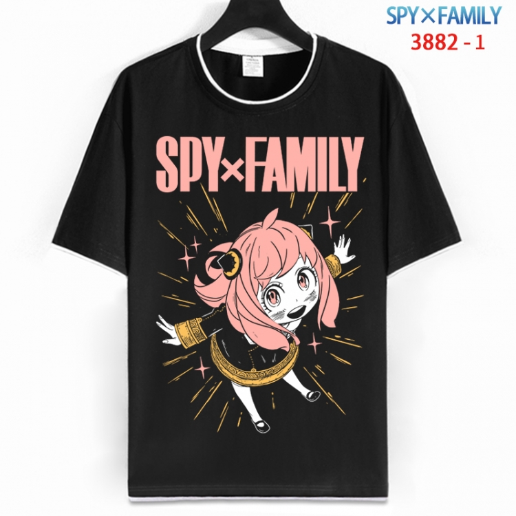 SPY×FAMILY Cotton crew neck black and white trim short-sleeved T-shirt from S to 4XL HM-3882-1