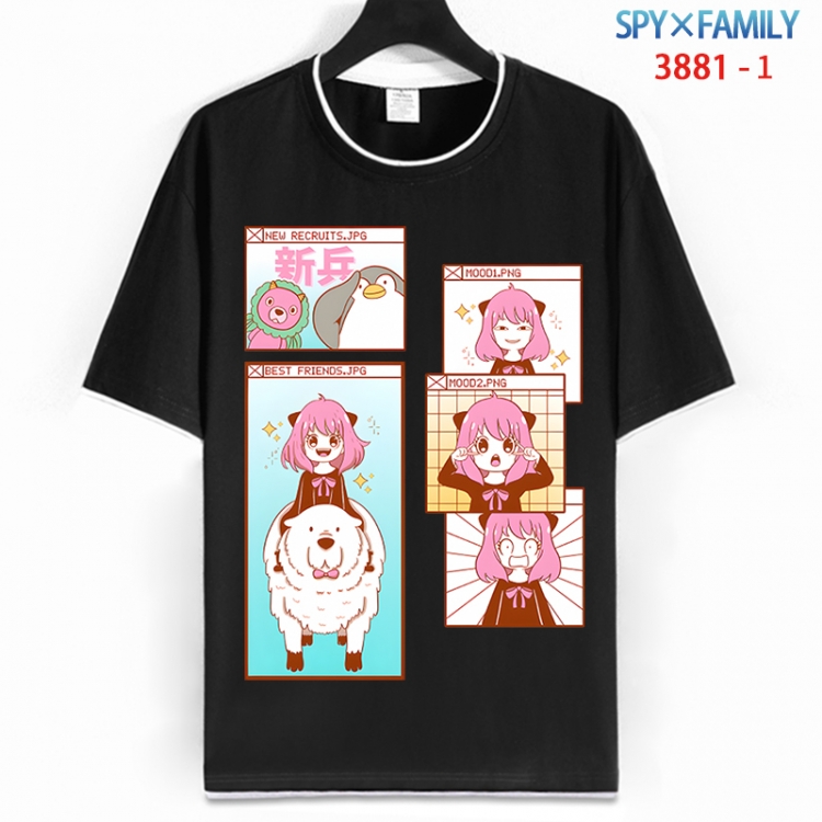 SPY×FAMILY Cotton crew neck black and white trim short-sleeved T-shirt from S to 4XL HM-3881-1