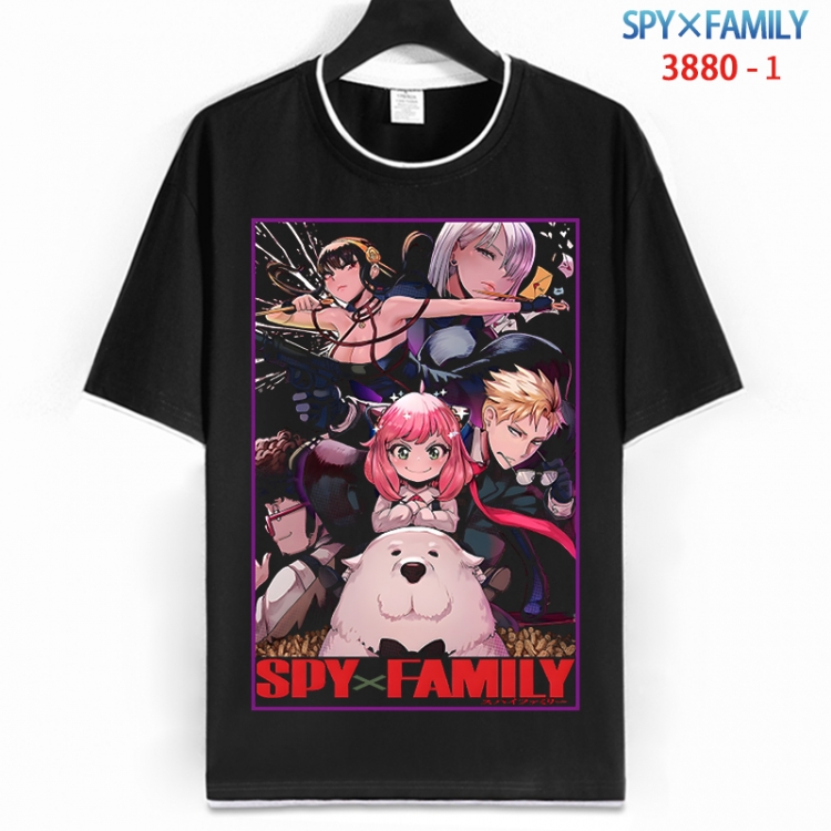 SPY×FAMILY Cotton crew neck black and white trim short-sleeved T-shirt from S to 4XL HM-3880-1