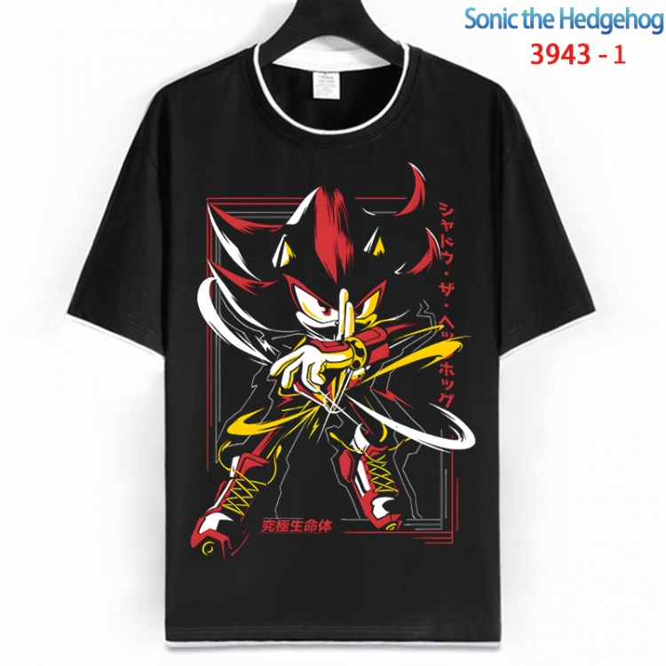 Sonic The Hedgehog Cotton crew neck black and white trim short-sleeved T-shirt from S to 4XL  HM-3943-1