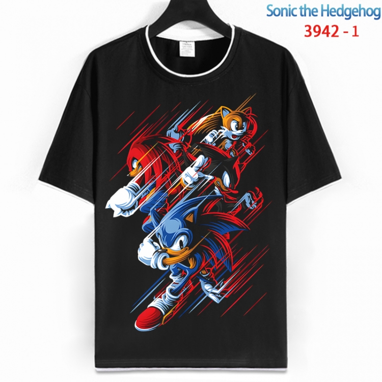 Sonic The Hedgehog Cotton crew neck black and white trim short-sleeved T-shirt from S to 4XL  HM-3942-1