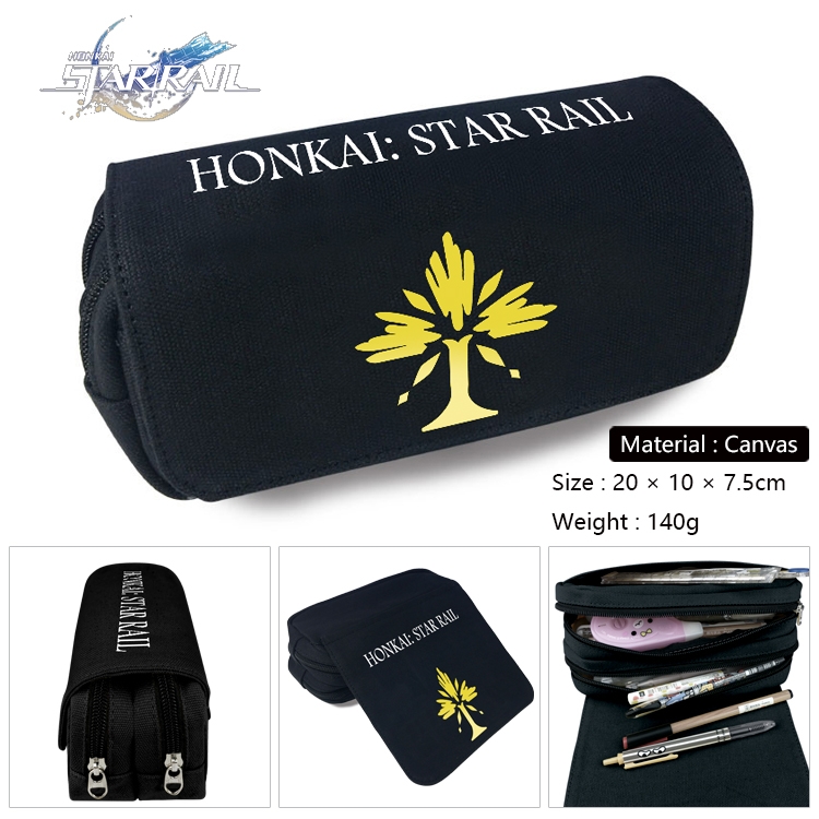 Honkai: Star Rail Anime Multi-Function Double Zipper Canvas Cosmetic Bag Pen Case 20x10x7.5cm
