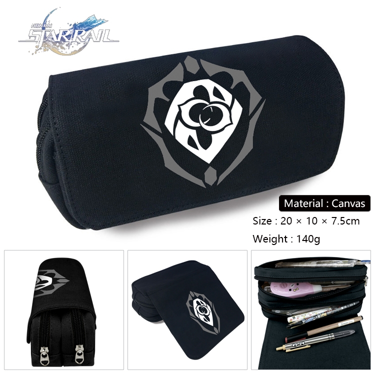 Honkai: Star Rail Anime Multi-Function Double Zipper Canvas Cosmetic Bag Pen Case 20x10x7.5cm