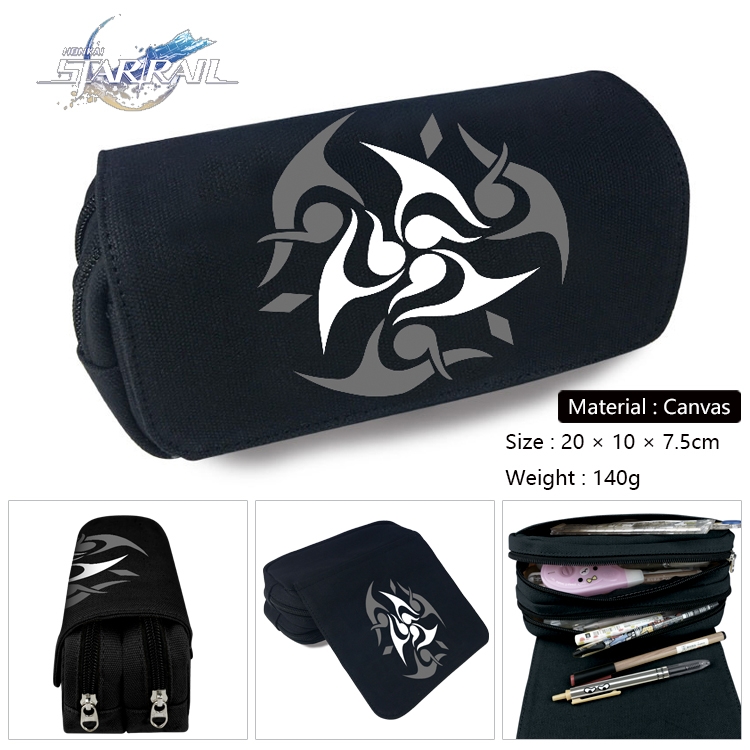 Honkai: Star Rail Anime Multi-Function Double Zipper Canvas Cosmetic Bag Pen Case 20x10x7.5cm