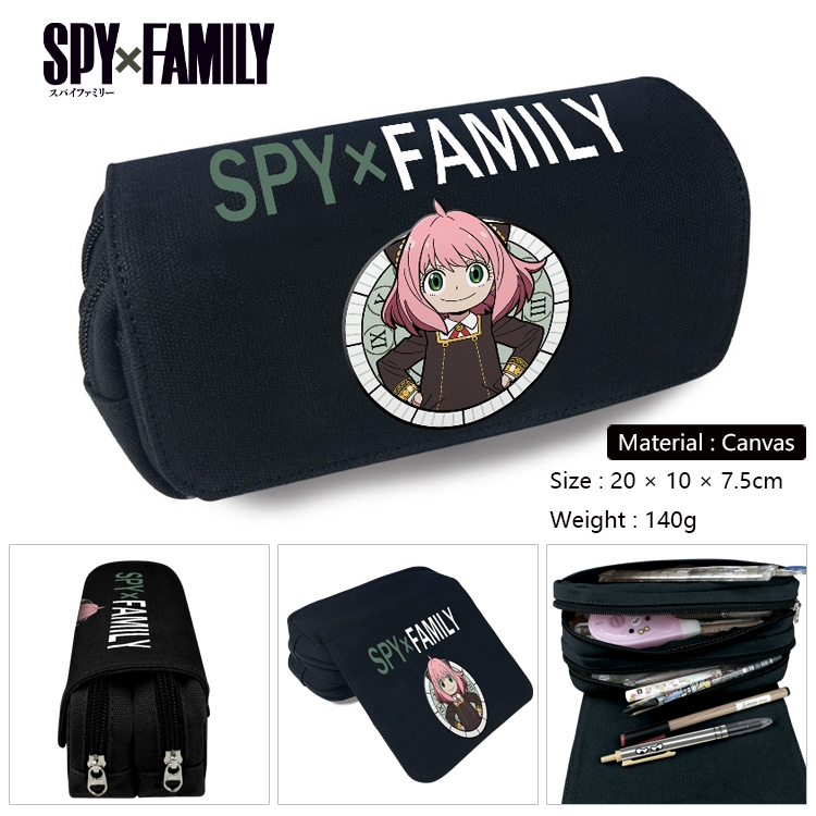 SPY×FAMILY Anime Multi-Function Double Zipper Canvas Cosmetic Bag Pen Case 20x10x7.5cm