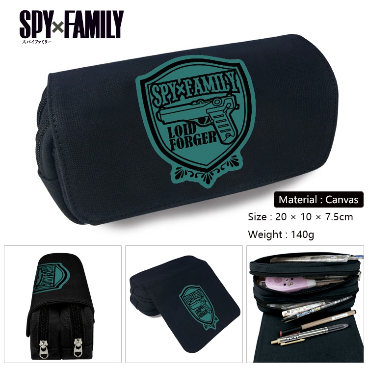 SPY×FAMILY Anime Multi-Function Double Zipper Canvas Cosmetic Bag Pen Case 20x10x7.5cm