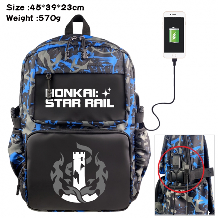 Honkai: Star Rail Anime waterproof nylon camouflage backpack School Bag 45X39X23CM