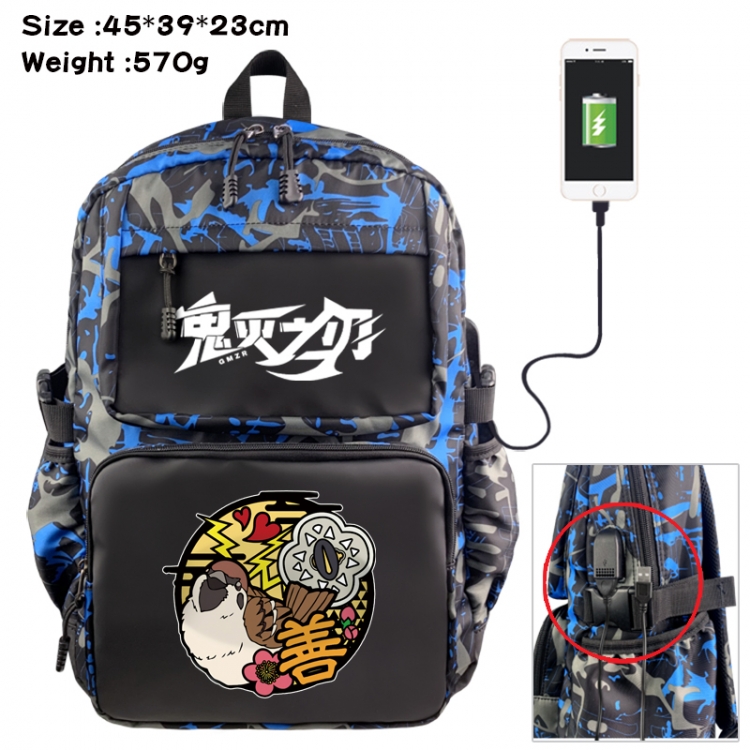 Demon Slayer Kimets Anime waterproof nylon camouflage backpack School Bag 45X39X23CM