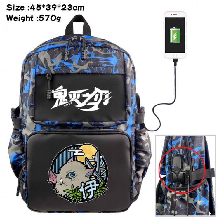 Demon Slayer Kimets Anime waterproof nylon camouflage backpack School Bag 45X39X23CM