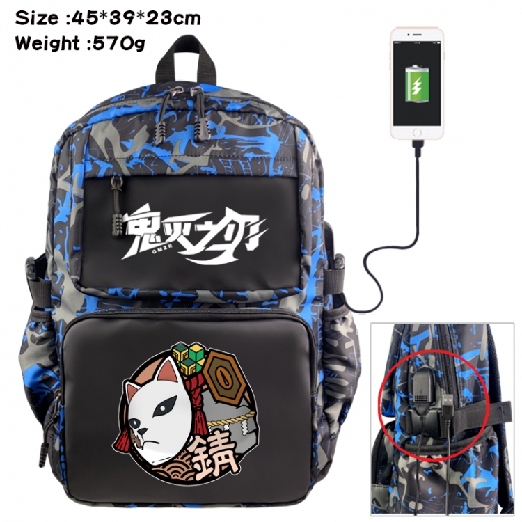 Demon Slayer Kimets Anime waterproof nylon camouflage backpack School Bag 45X39X23CM