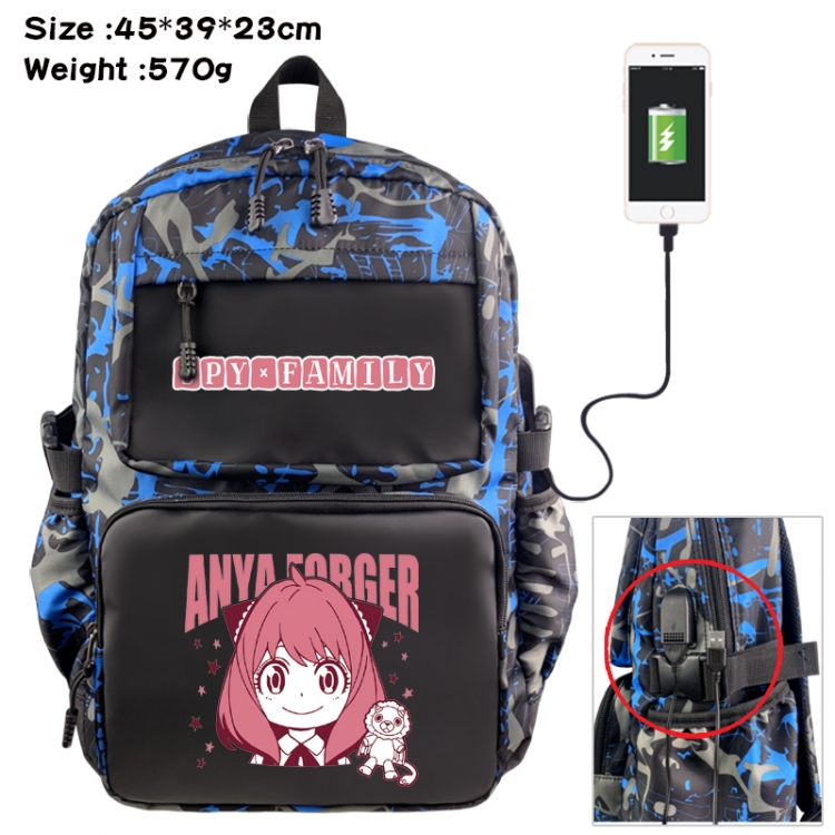 SPY×FAMILY Anime waterproof nylon camouflage backpack School Bag 45X39X23CM