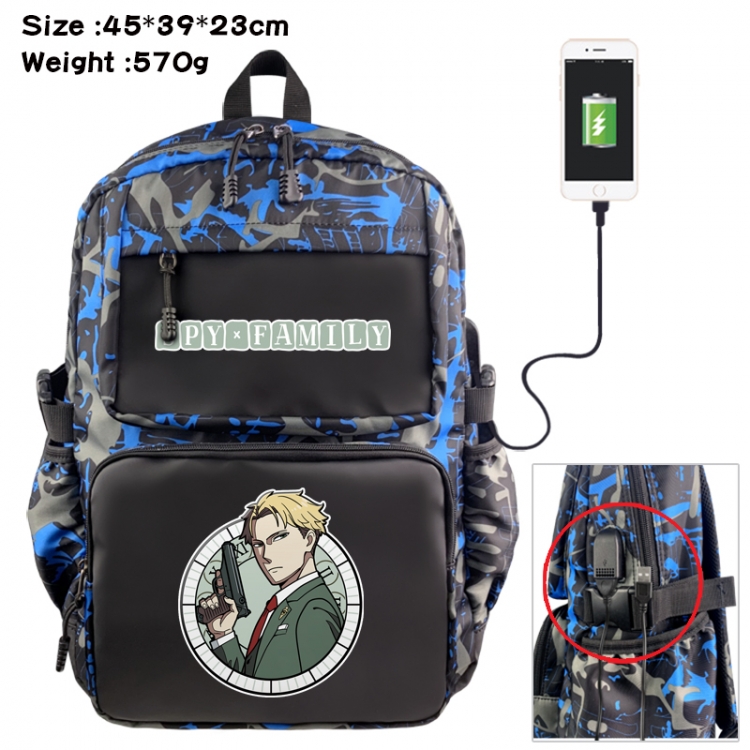 SPY×FAMILY Anime waterproof nylon camouflage backpack School Bag 45X39X23CM