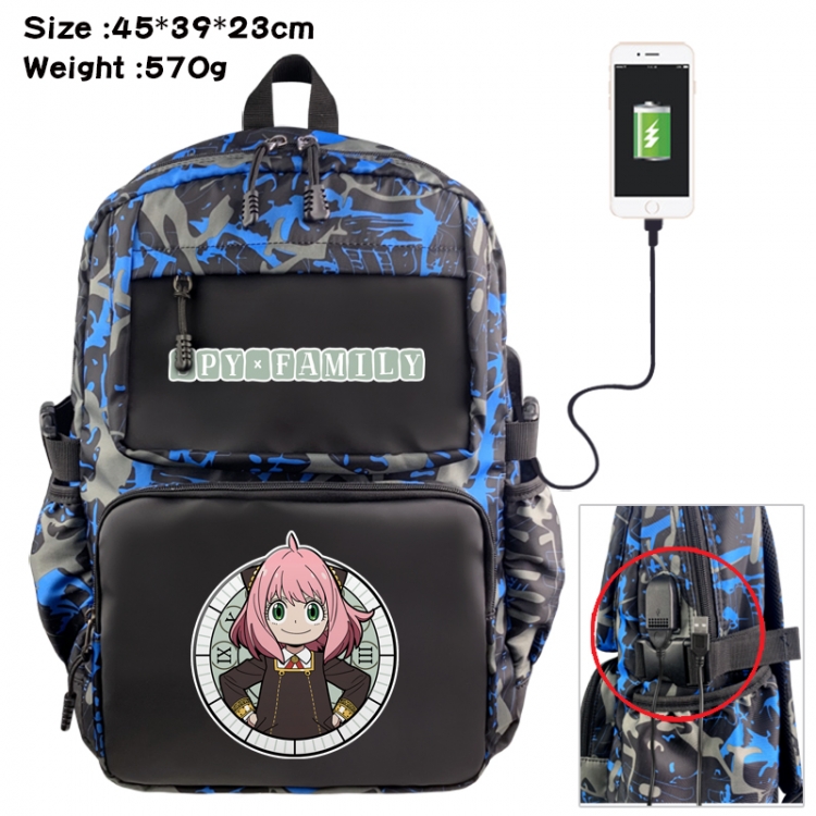 SPY×FAMILY Anime waterproof nylon camouflage backpack School Bag 45X39X23CM