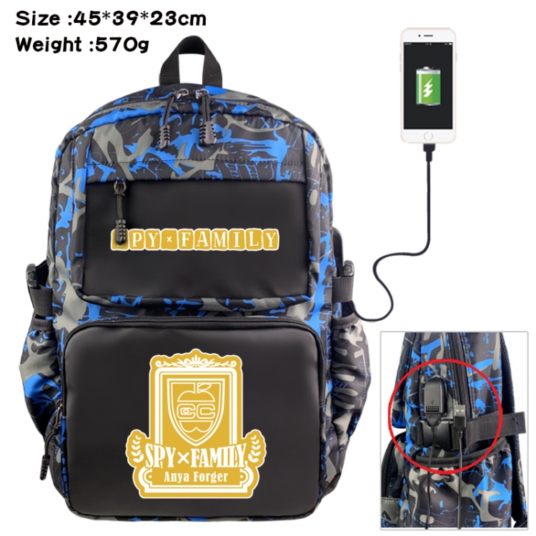 SPY×FAMILY Anime waterproof nylon camouflage backpack School Bag 45X39X23CM