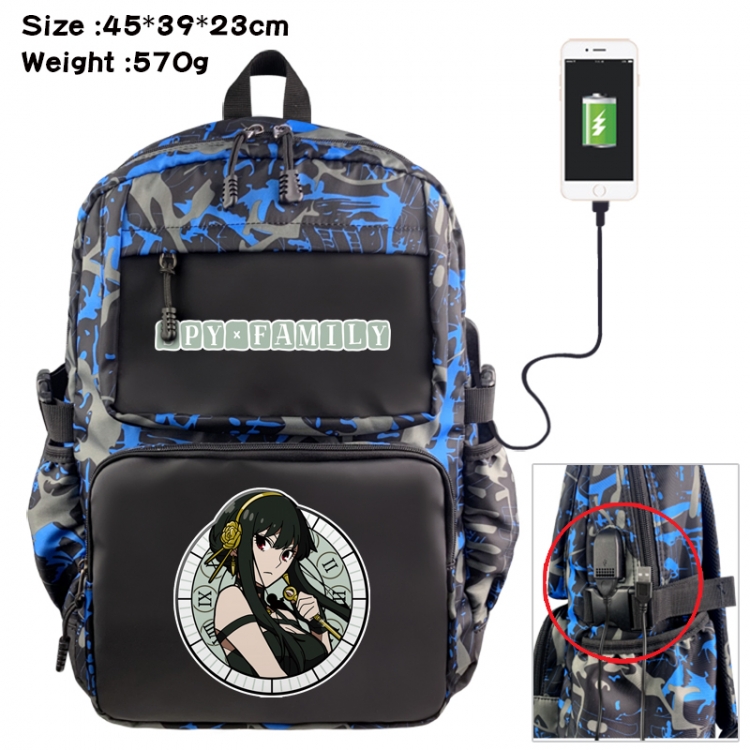 SPY×FAMILY Anime waterproof nylon camouflage backpack School Bag 45X39X23CM