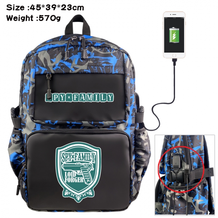 SPY×FAMILY Anime waterproof nylon camouflage backpack School Bag 45X39X23CM