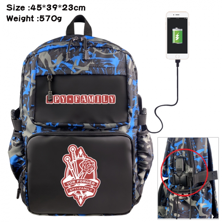 SPY×FAMILY Anime waterproof nylon camouflage backpack School Bag 45X39X23CM