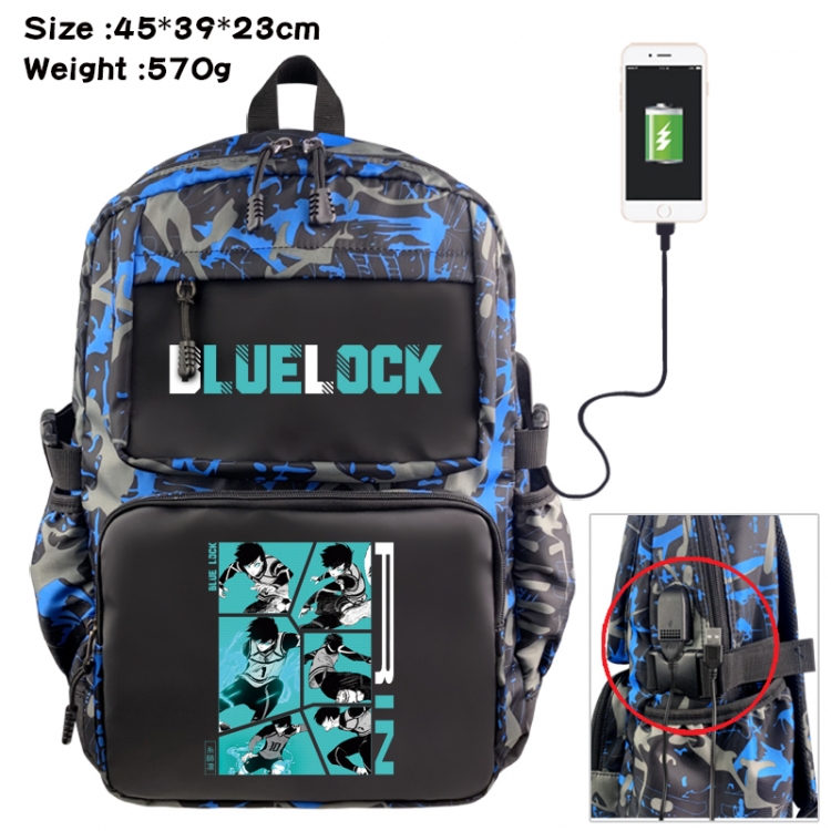 BLUE LOCK Anime waterproof nylon camouflage backpack School Bag 45X39X23CM