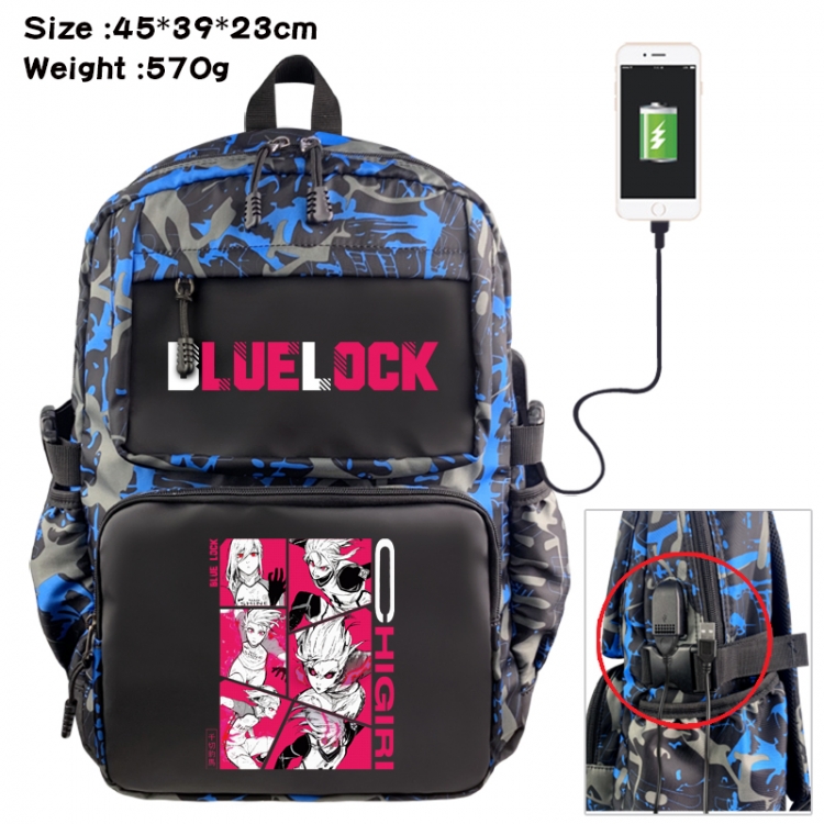 BLUE LOCK Anime waterproof nylon camouflage backpack School Bag 45X39X23CM