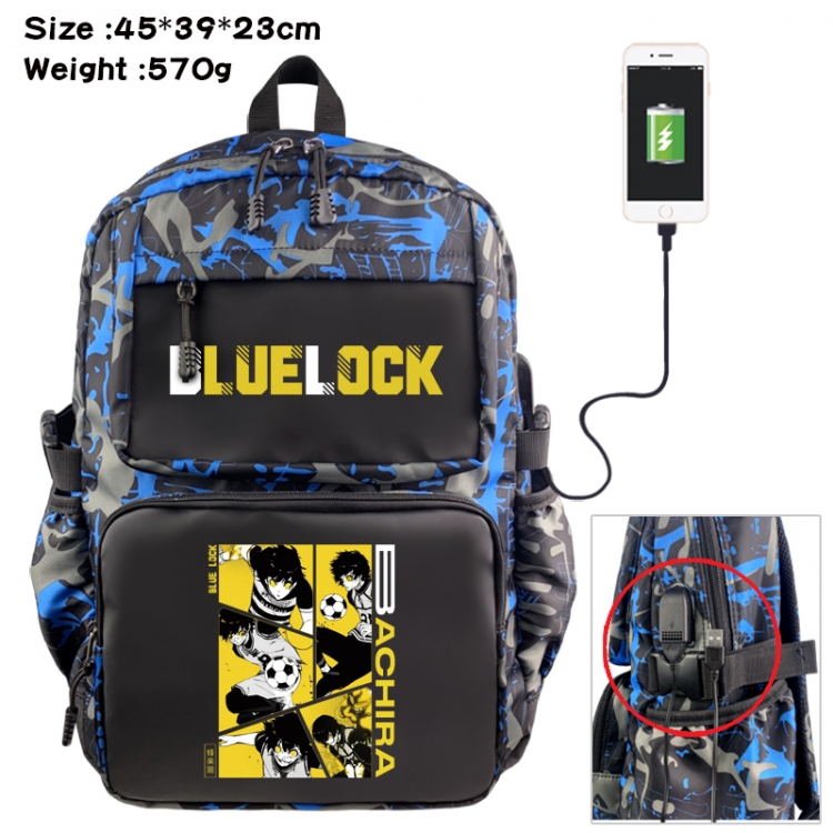 BLUE LOCK Anime waterproof nylon camouflage backpack School Bag 45X39X23CM