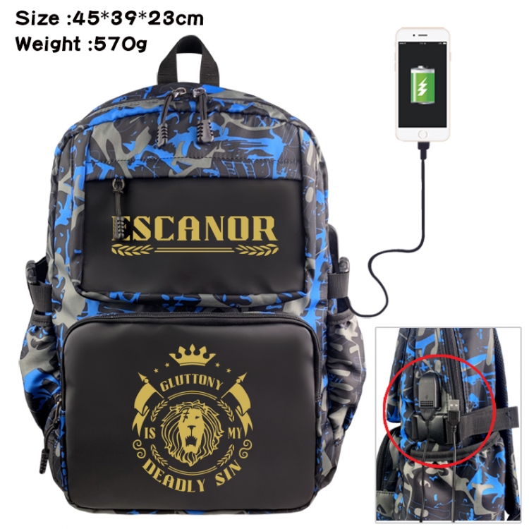 The Seven Deadly Sins Anime waterproof nylon camouflage backpack School Bag 45X39X23CM